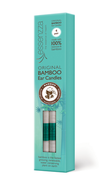 Essenzza Original Bamboo Ear Candles 4 pairs — sustainable beeswax and bamboo pack