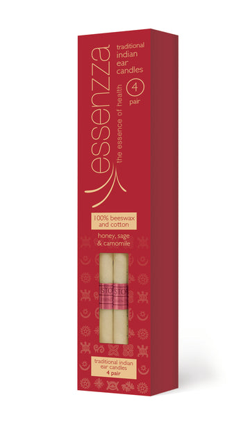 Essenzza Traditional Indian Ear Candles 4 pairs — beeswax and calico cotton pack