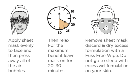 Fuss Free Naturals Sheet Mask Instructions